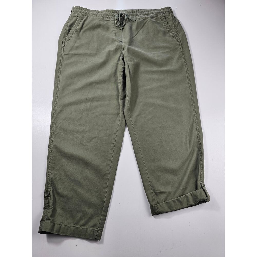 Talbots 14 green tencel blend drawstring waist comfort pants adjustable length